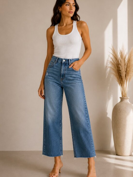 pistola Denim - PISTOLA Cassie Super High Rise Straight Jeans Savvy Vintage Raw Hem Light Wash